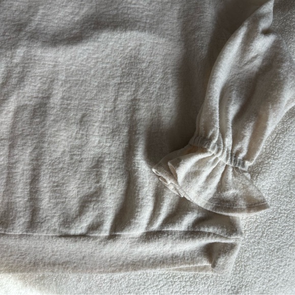 anthropologie eri + ali cream sasha hacci ruffle top medium - Picture 4 of 5